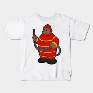 Bear as Firefighter with Hose Kids T-Shirt